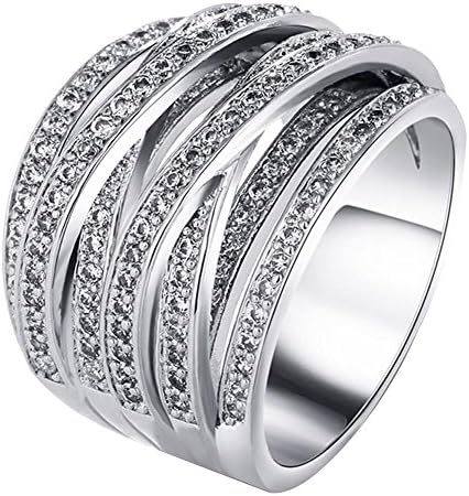 ELMCOCO Elegant Party Fashion Rings For Women Cubic Zirconia Crossover Wide Circle Rings Gift.9