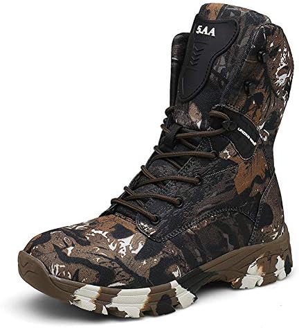 Military Boots for Men Black Waterproof Combat Boots High Help Camouflage Waterproof Boots Non-Slip Wear-Resistant Tactical Boots,Brown,12