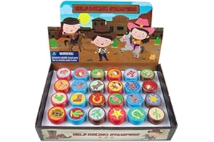 TINYMILLS Tiny Mills 24 Pcs Western Cowboy Cowgirl Stampers for Kids Western Party Favors Goody Bag Stuffers Pinata Fillers Carnival Classroom Rewards