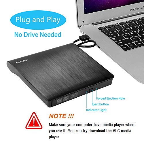 External CD DVD Drive, USB C Superdrive for PC Laptop USB3.0 Compact CD DVD+/- RW Burner Writer Optical Drive Support Win XP/7/8/10/2003/Vista/Linux/Mac 10 OS
