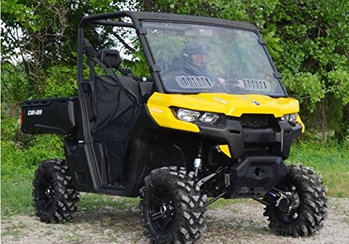 SuperATV Heavy Duty Scratch Resistant Clear Vented Full Windshield for Can-Am Defender HD 5/8 / 10 / MAX (2016+) - Hard Coated for Extreme Durability - Easy to Install!
