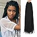 20 Inch Box Braid Crochet Hair Crochet Box Braids Pre Looped Crochet Braids for Black Women 100% Crochet Braid 1cm In Diameter 3X Hair Extensions (6 Packs,132 Strands,1B)