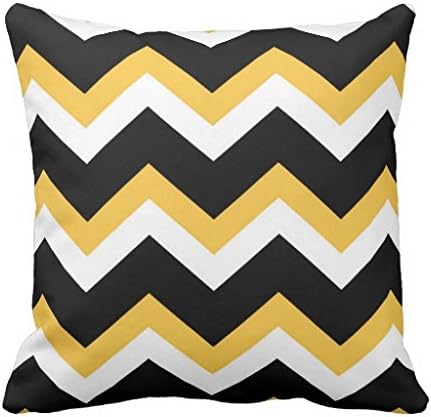 Black And Gold Chevron Zig Zag Pattern Throw Pillow Case