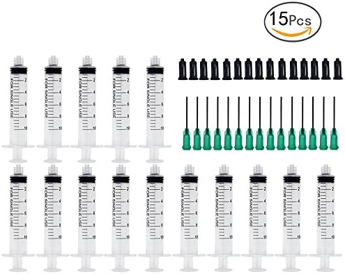 APLANET 15pcs 10ml Syringes with 18Gx1" Blunt Tip and Cap, for Industrial Use and Pet Feeding