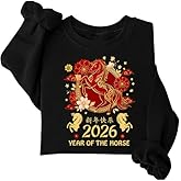Tauobo Year Of The Horse 2026 Sweatshirt & Hoodie Chinese New Year Red Fire Horse 2026 Happy New Years Shirt