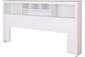 Prepac King Size Bed Headboard: Stylish White King Headboard with Bookcase for King Size Beds, Freestanding (81.5" W x 43" H x 11" D) - WSH-8445
