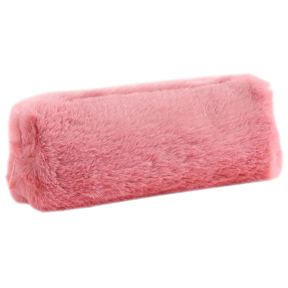 tooloflife BETOOL Plush Pencil Case, Fluffy Stationery Cover Cute Makeup Pouch Holder Teen Girls Boys Students Storage Bag for Coin Purse Pencil Cosmetic(Dark Pink)