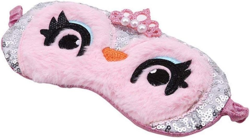 Ellepigy Cute Owl Sleeping Mask Women Girl Travel Rest Sleep Eye Mask Eyeshade Blindfold (Pink)