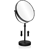 Nicesail 19 Inch Tall Makeup Mirror with 10X Magnification, 8 Inch Magnifying Mirror Tabletop with Pedestal, Height Adjustable Black (8 Inch, 10X)