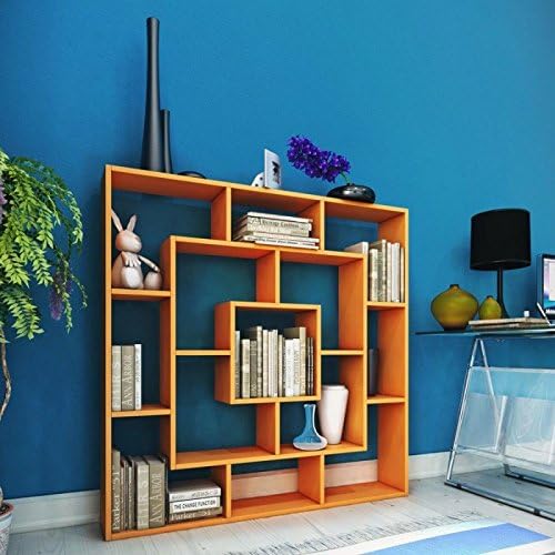 Frame Bookcase Orange Shelving Unit Book Shelf Living Room