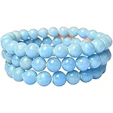 Crystal Treasure 8mm Angelite stone Round Beads Stretch Bracelet