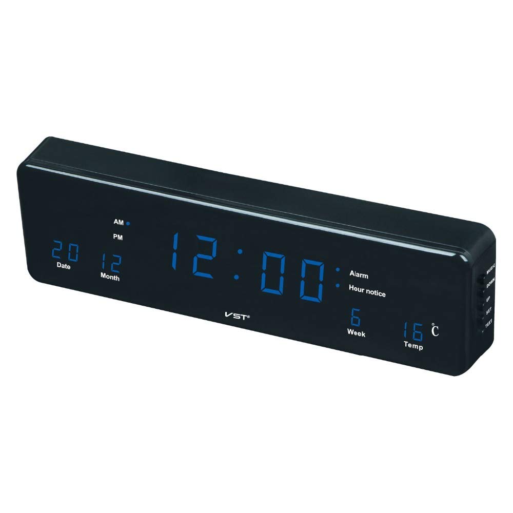 QINGQING Wall Clock Large LCD Digital Wall Clock Electronic Table Watch Desk Clock Temperature Calen