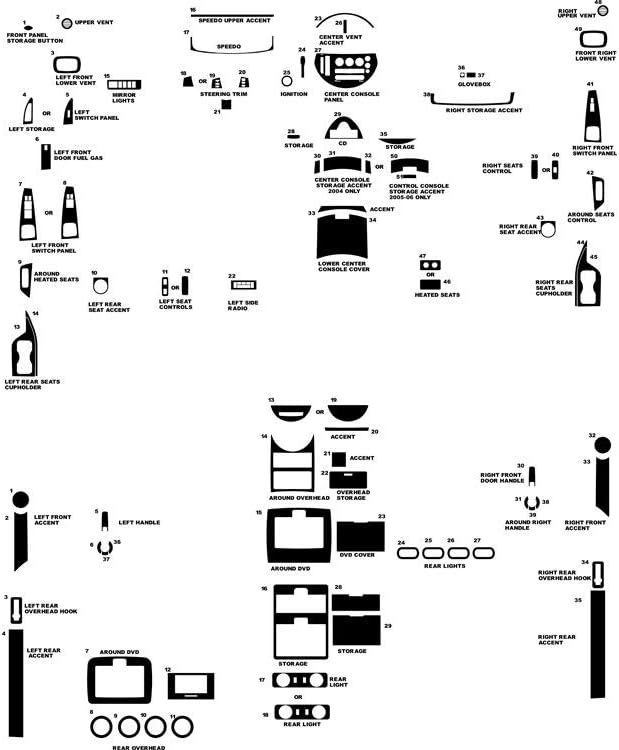 Rvinyl Rdash Dash Kit Decal Trim for Nissan Quest 2004-2006 - Carbon Fiber 4D (Black)