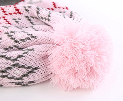 Home Prefer Toddler Girls Hats with Soft Fleece Lining Crochet Flowers Earflaps Hat Pink Peruvian Hat M