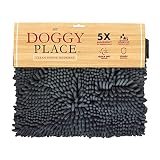 My Doggy Place - Ultra Absorbent Microfiber Chenille Dog Bath Dry Towel with Hand Pockets, Durable, Quick Drying, Washable, Prevent Mud Dirt (Color: Charcoal)