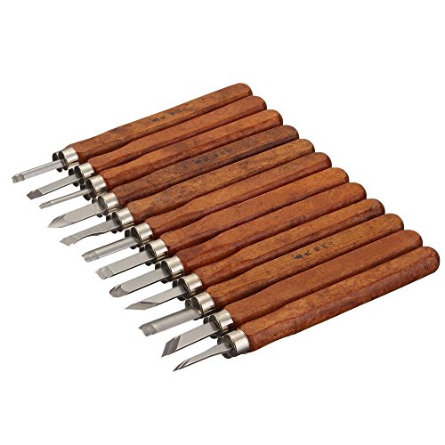 Gimiton 12 PCS Wood Carving Tools Kit, Wood Carving Chisels Knife Kit with Storage Case for Rubber, Small Pumpkin, Soap, Vegetables, Kids & Beginners (12pcs/Carving Tool)