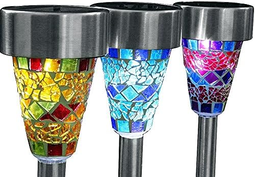 XinHaoChuangDa Mosaic Decoration Stake Light Solar Light Solar Garden Lights,Solar Pathway Lights,Solar Led lights (set of 3}