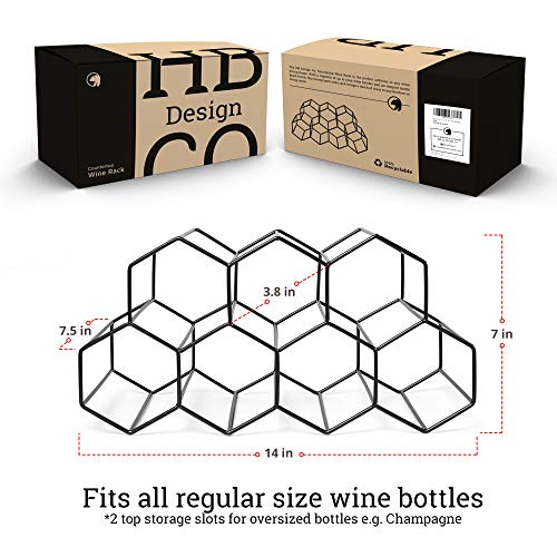 Countertop Wine Rack - 9 Bottle Wine Holder for Wine Storage - No Assembly Required - Modern Black Metal Wine Rack - Wine Racks Countertop - Small Wine Rack and Wine Bottle Holder - Tabletop Wine Rack