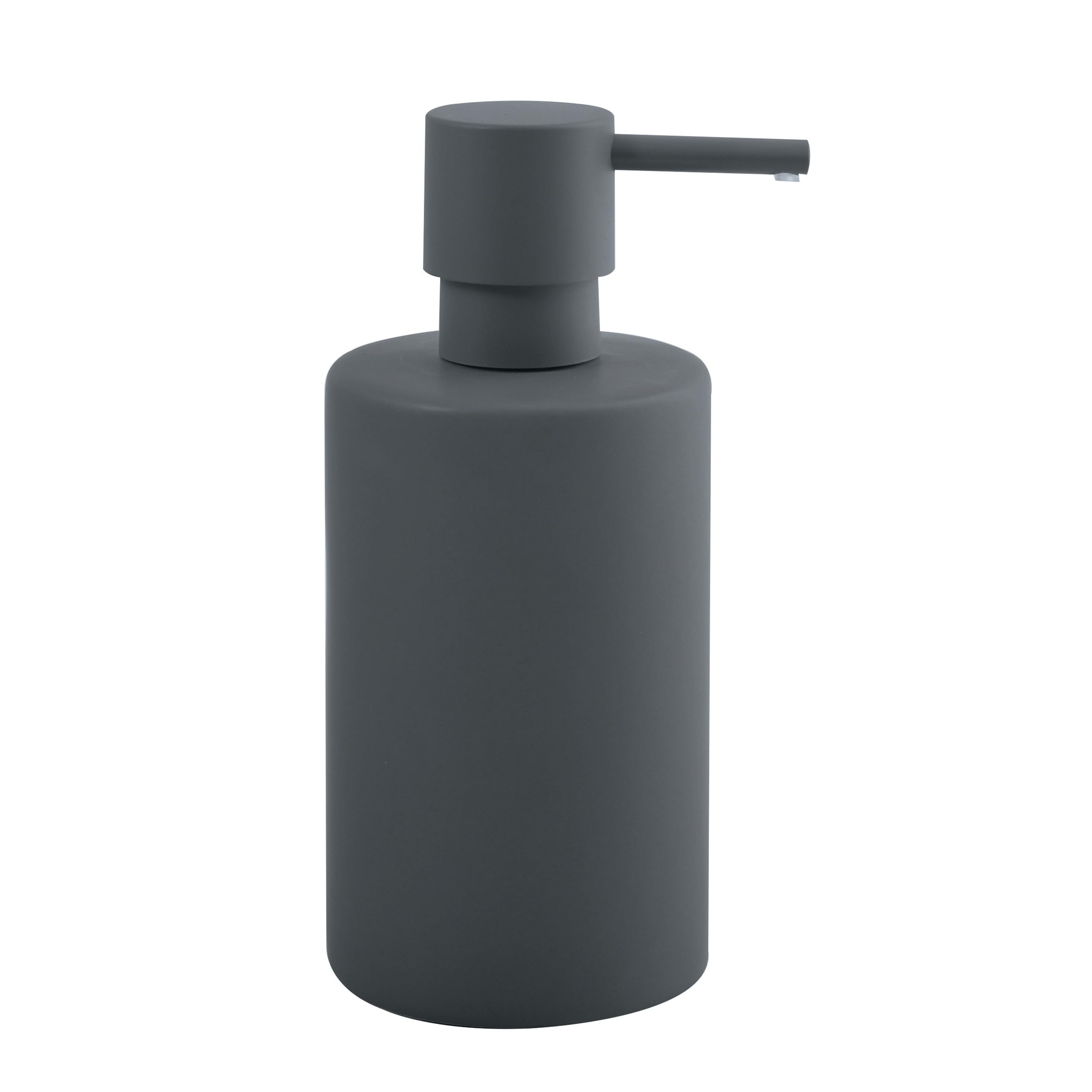 Spirella Soap Dispenser Tube - with Stainless Steel Pump - Liquid Soap Dispenser - Porcelain - 300 ml - Durable and Sturdy - Matte Grey