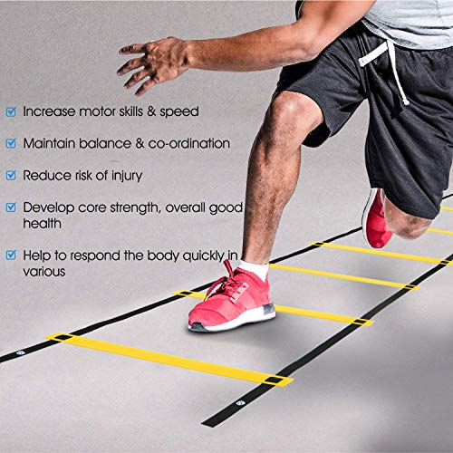 Yes4All Agility Ladder – Speed Agility Training Ladder with Carry Bag – 20 Rung (Yellow)