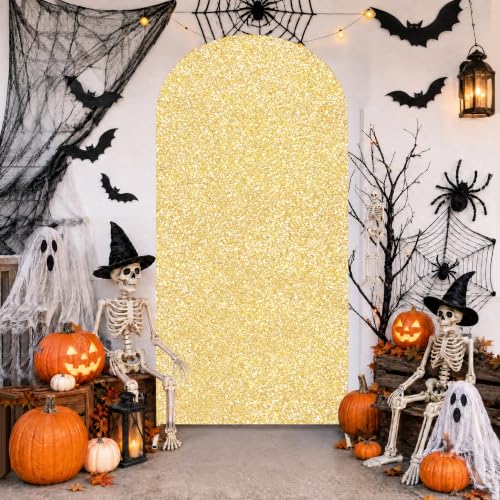 Gold Glitter Arch Backdrop 6.6Ft Sequin Backdrop Covers