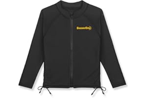 BesserBay Girls UPF 50+ Zip Up Long Sleeve Adjustable Drawstring Swim Shirt 4-14 Years