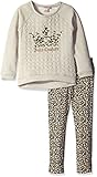 Juicy Couture Little Girls' Toddler French Terry Knit Top and Animal Print Pant Set, Oatmeal, 3T