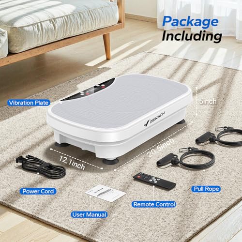 MERACH Vibration Plate Exercise Machine, Vibration Plate Lymphatic Drainage, Vibrating Plate Exercise Machine with Bluetooth and LED Display, Workout Equipment for Women Men Home