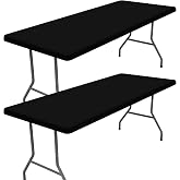 Moosfor 2 Pack Rectangle Spandex Fitted Table Cloth, 6FT Elastic Tablecloth | Washable Picnic Table Cover, Stretch Waterproof Table cloths for Party, Patio, Dining, Kitchen, 30" x 72", Black