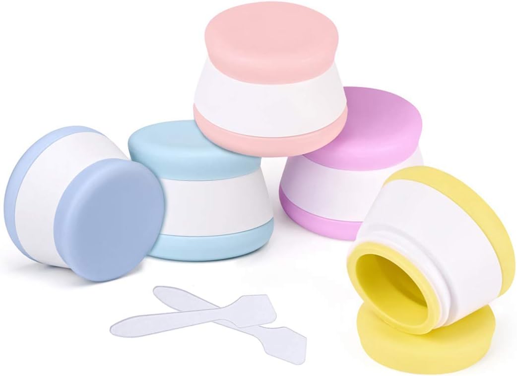 5 Pack Travel Containers, TSA Approved 20ml Leakproof Silicone Cream Jars Squeezable Portable Soft Travel Bottles for Shampoo Conditioner Lotion Face Hand Body Cream Toiletries