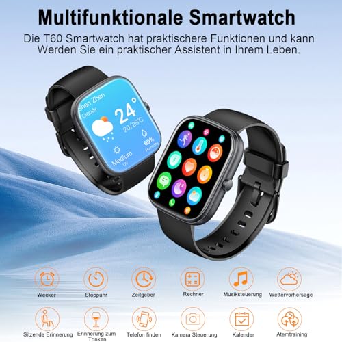 Motast Reloj Inteligente Hombre,1.91" HD Smartwatch con Llamadas, 110+Modos Deportivo Smart Watch, Podómetro/Pulsómetro/SpO2/Monitor de Sueño, IP68 Impermeable Pulsera Actividad para Android iOS