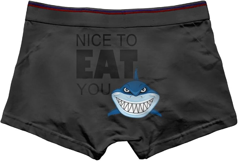 Ngyeyu Cartoon Smiling Shark Men's Underwear Cotton Vintage Boxer Briefs Black
