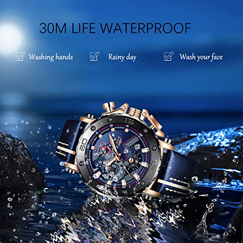 LIGE-Relojes-para-Hombre-Militares-Deportivos-Moda-Analogico-de-Cuarzo-Impermeable-Cronografo-Negro-Esfera-Grande-Piel-Reloj-de-Pulsera