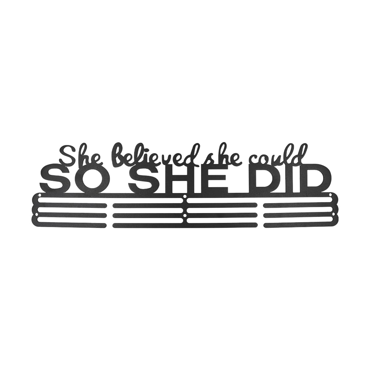 VOANZO Medal Holder So She Did Medals Display Stand She Believed She Could Wall Mount Hanger Decor Stainless Steel Hanging for Home Badg Black