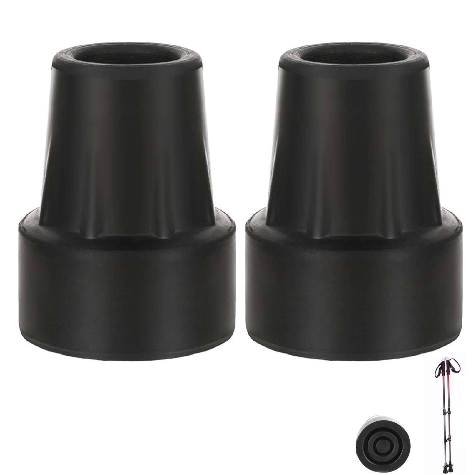 wodehahagou 2 Pack Rubber Walking Stick Tips - Durable Non-Slip Extreme Grip - Non-Slip and Stable Cane Accessories for Walking