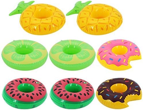 Ovinm Inflatable Drink Floats for Swimming Pool Party - Watermelon, Lime, Pineapple and Donut - 8 Pack (8 Pack)