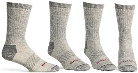 BallstonLightweight 81% Merino Wool Crew Hiking Socks - 4 Pairs for Men and Women