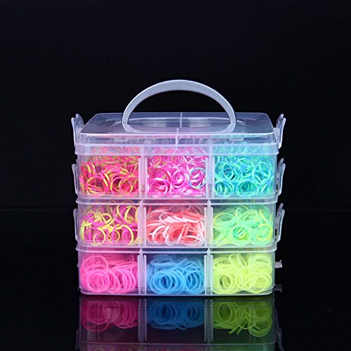 5400pc Premium Colorful Loom Bands Box,DIY bracelet making kit,16 Vibrant Colors Rubber Bands,6 bags of S Clips,12 soft pendants,6 small crochets,1 large crochet,1 monster tail braid,1 Y slingshot
