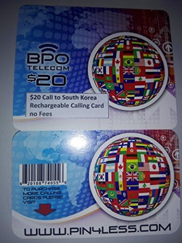 $20 Call to South Korea Rechargeable International Calling Card No Fees