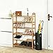 SONGMICS Bamboo Entryway Shoe Shelf Storage Organizer, Ideal for Hallway Bathroom Garden, 6-tier, Fresh Maple