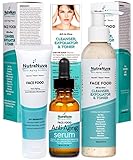 NutraNuva Face Food Natural Skin Care – Stop-the-Clock! Beauty Gift Set - Anti Aging Anti Wrinkle Moisturizer + Anti Aging Serum Complex with 20% C + All-in-One Cleanser, Exfoliator & Toner (3 Items)