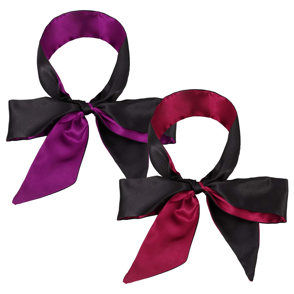 metagio 2 Pcs Satin Eye Cover, Soft Comfortable Silk Sleeping Cover Blindfold Tie for Valentine's Day, Silk Comfortable Smooth Sleep Blindfold Tie for Women Travel Supplies, 2 Colors