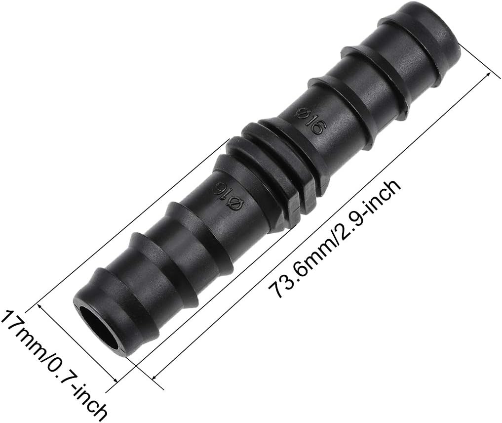 sourcing map Barb Drip Pipe Connector 16PE Hose Fitting Straight for Garden Agricultural Irrigation System Plastic 10pcs - Image 4