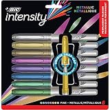 BIC Intensity Metallic Permanent Marker, Fine Point, Assorted Colors, 8-Count