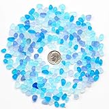 Lilyhandmade 30 pieces 6-8 mm tiny center drilled sea beach glass jewelry use (Blue)