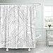 LILYMUA Black and White Fabric Bathroom Shower Curtains,Tropical Palm Leaves Pattern Trendy Fabric with Bath Curtain Hooks Shower Curtain Waterproof Bathroom Decor Shower Curtain，72x78Inch