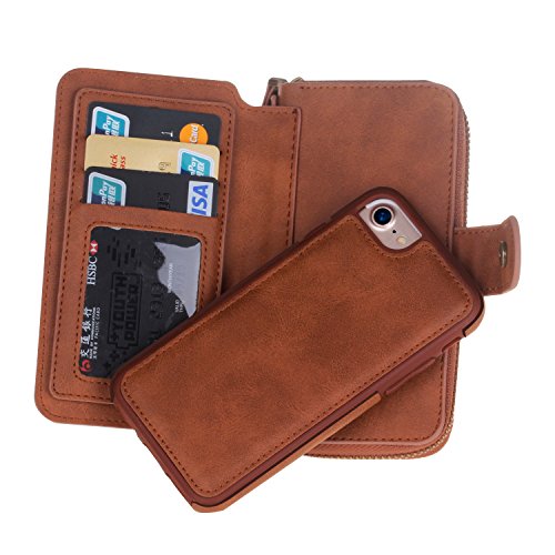 image for Urvoix iPhone 7 / iPhone 8 Case, Premium Leather Zipper Wallet Multi-F