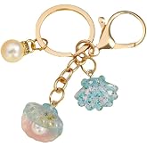 MMIUAEG Shell Beach Keychain for Women Colorful Glitter Seashell Charms Keyring Sea-Themed Keychain Bag Decors