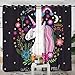 Sleepwish Unicorn Curtains for Living Room Bedroom Girl's Bedroom Black Pink Kids Unicorn Flower Window Drapes (2 Panels, 52x84 Inch, Grommet Top)