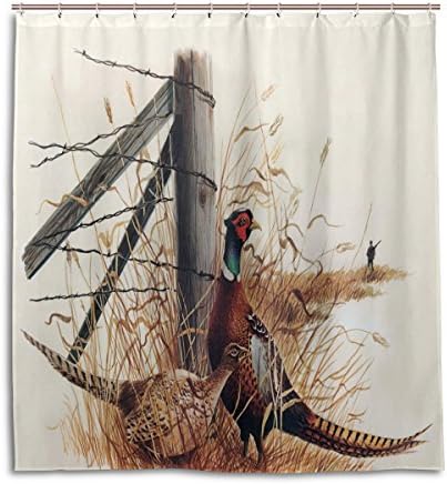 TJDY Small Pheasant Waterproof Mouldproof Lengthen Shower Curtain 60x72(In)